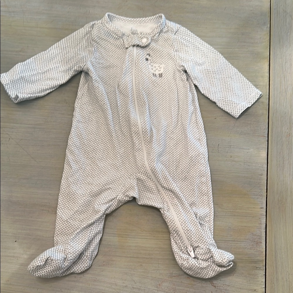 Carter's White Footie One Piece with Full-Length Zipper